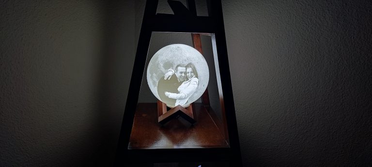 Lámpara luna litofanía con foto personalizada