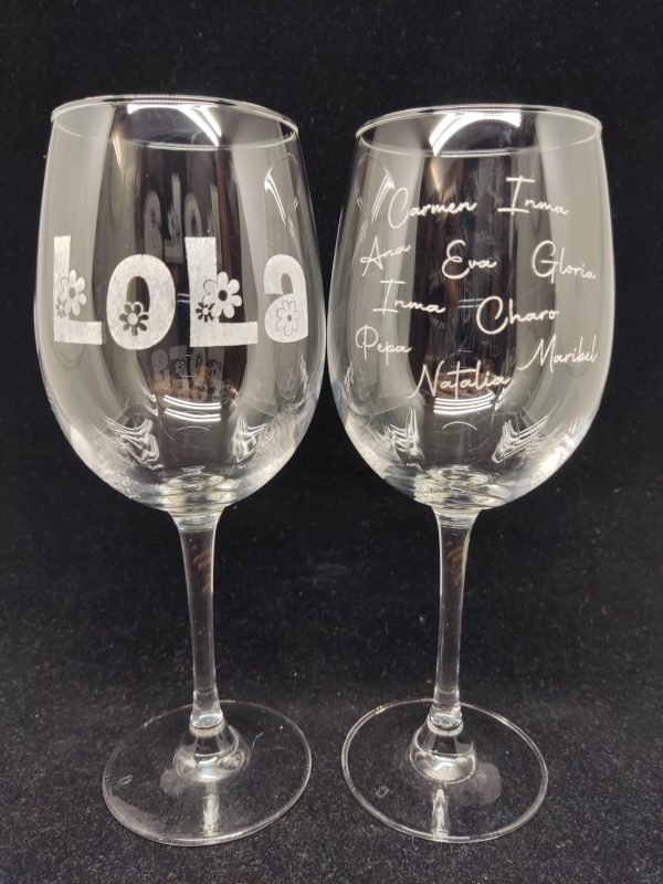 Pareja de copas de vino grabadas - Imagen 5