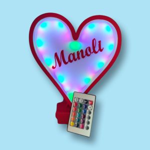 Lámpara Corazón Led RGB con nombre