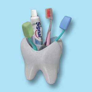Vaso para cepillos de dientes con forma de muela