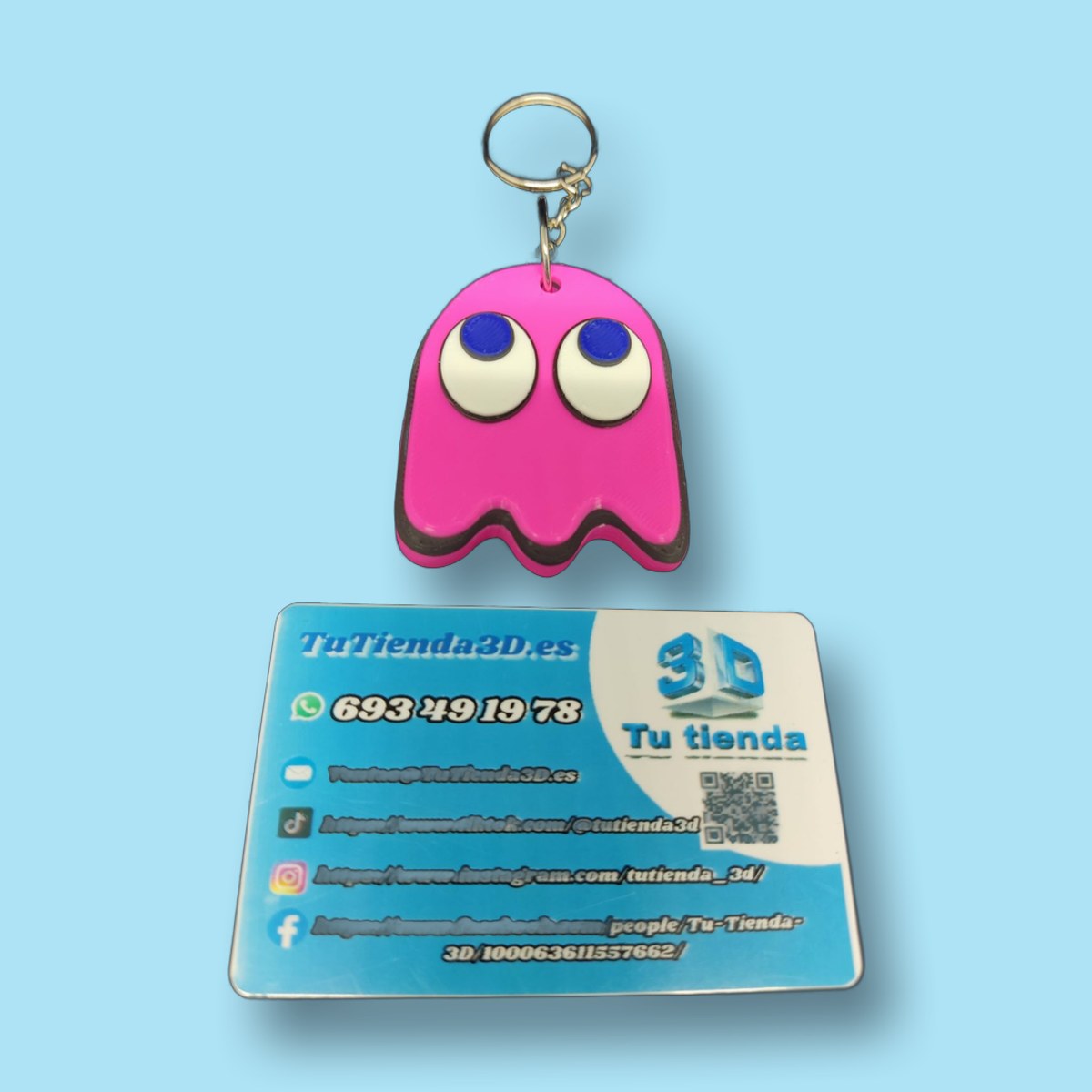 Llavero Pacman fantasma Rosa