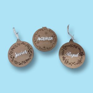 Bola Navideña Madera Copos